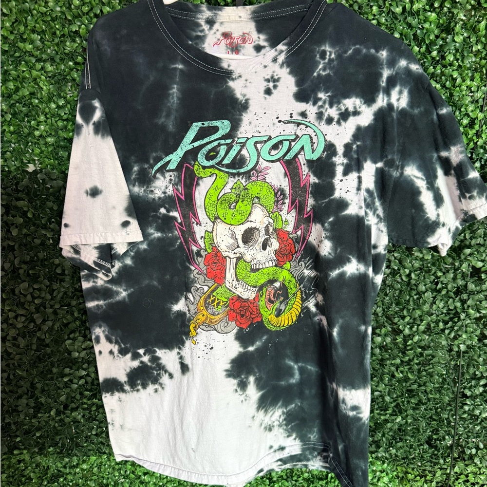 Poison Graphic Tie-Dye T-Shirt - Black and White
